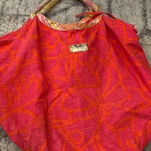 Lily Pulitzer linen tote bag. Oranges and pinks